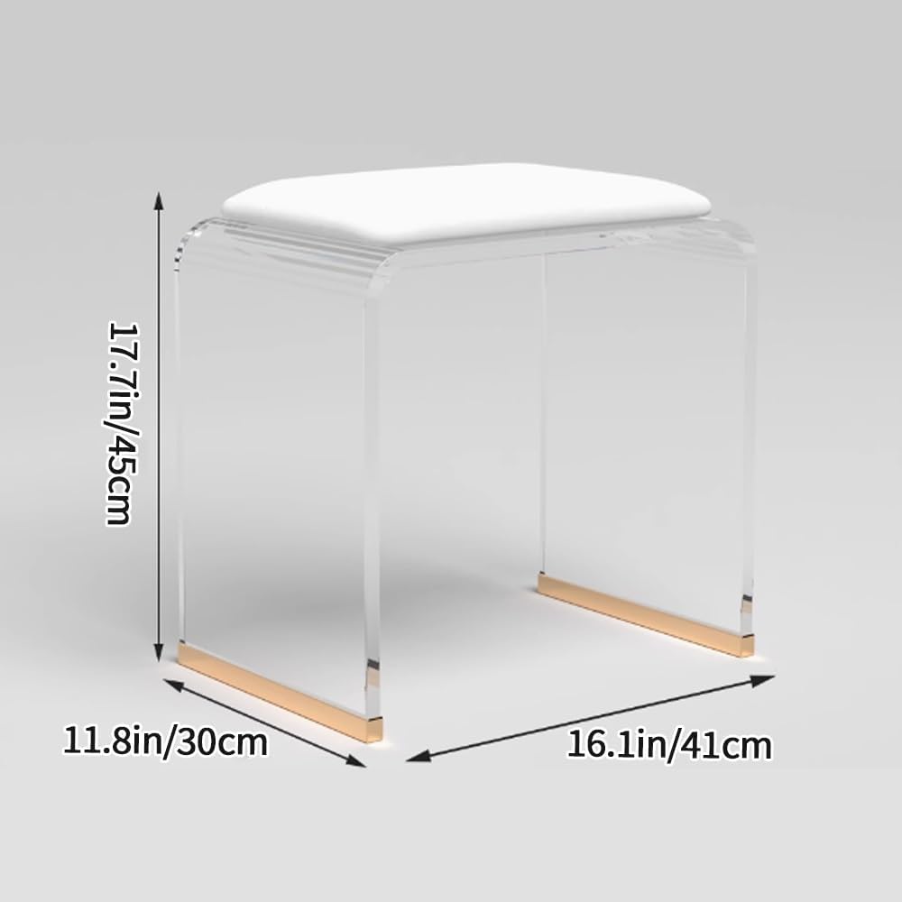 Clear Acrylic Tufted White Padded Ottoman