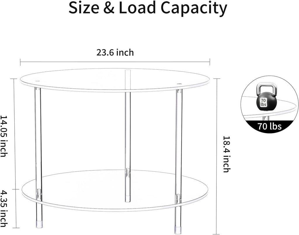 Clear Acrylic Round Two Tier Coffee Table