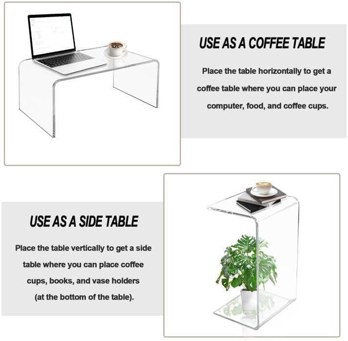 Clear Thick Acrylic Waterfall Coffee Table