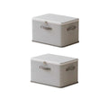 Gray Striped Fabric Lidded Storage Containers