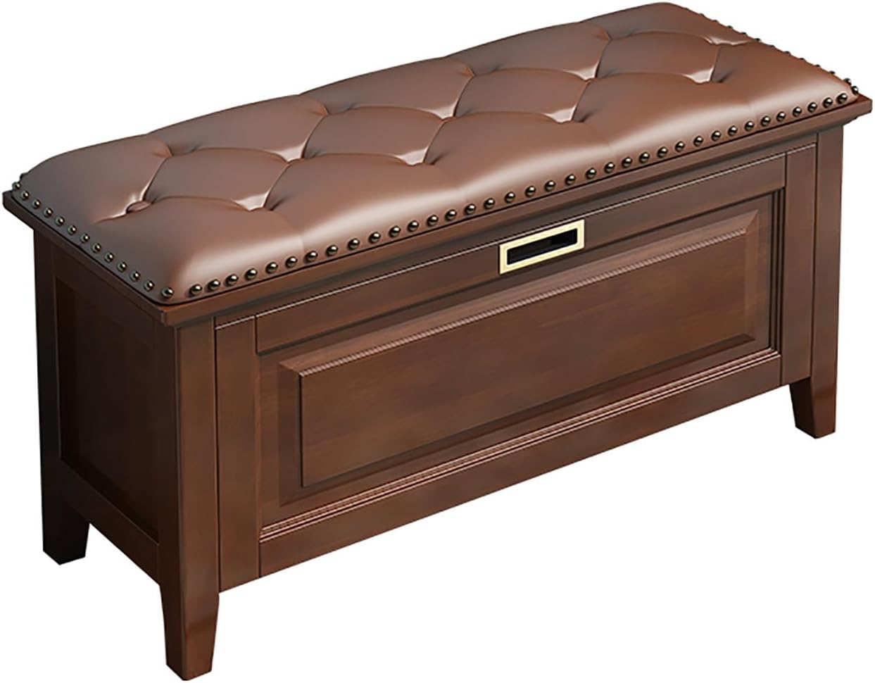 Solid Wood Cushioned Entryway Shoe Storage Bench
