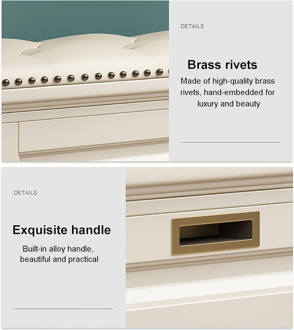 Solid Wood Cushioned Entryway Shoe Storage Bench
