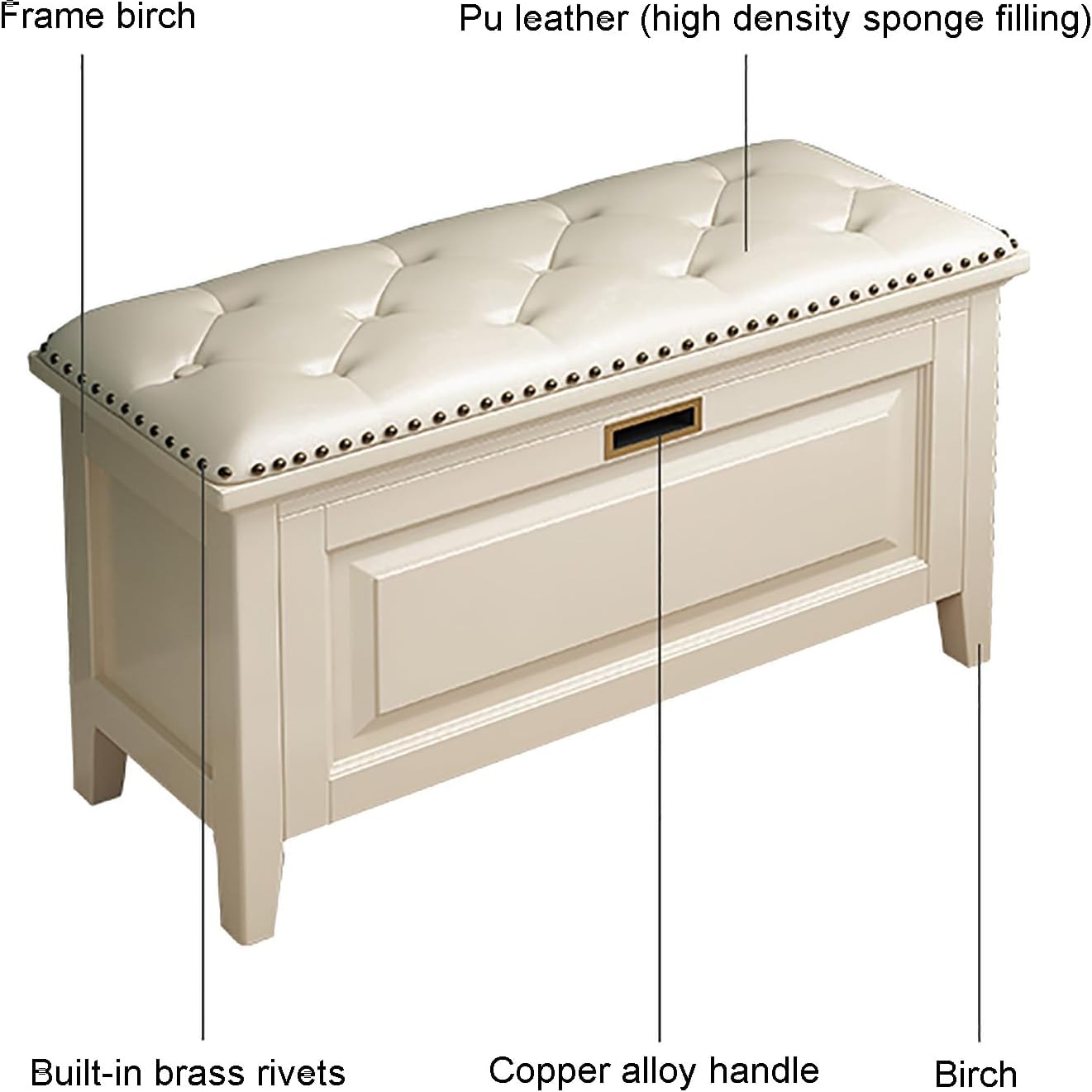 Solid Wood Cushioned Entryway Shoe Storage Bench