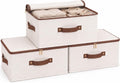 Beige Linen Foldable Zipper Storage Cubes