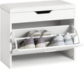 White Narrow Padded Foldable Shoe Storage Bench