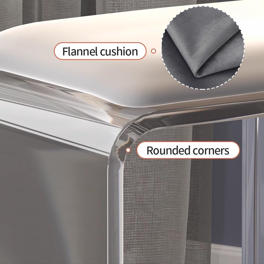 Clear Acrylic Tufted White Padded Ottoman