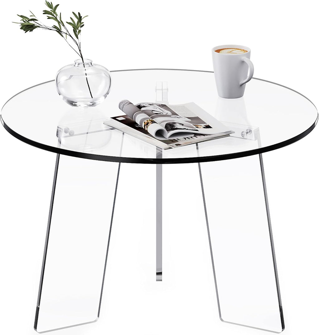 Clear Acrylic Round Modern Living Room Table