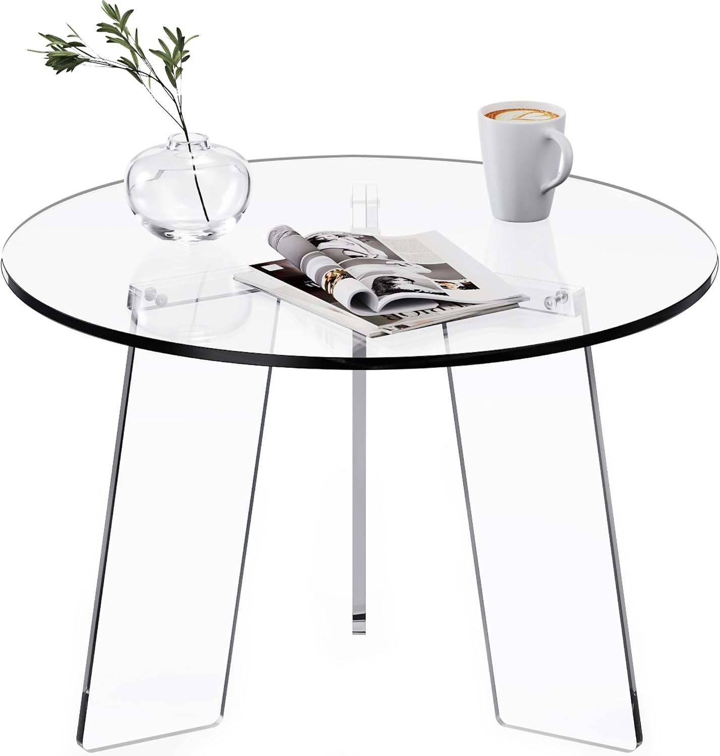 Clear Acrylic Round Modern Living Room Table
