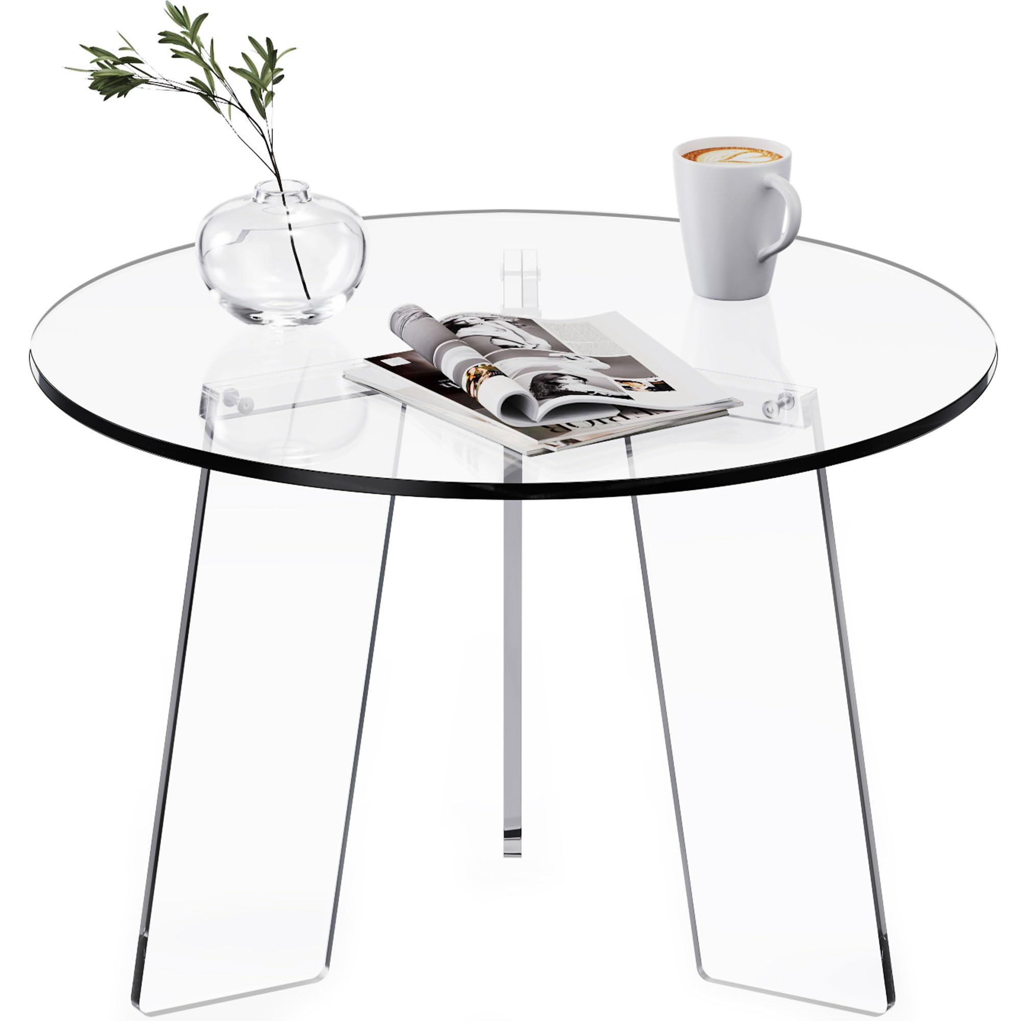 Clear Acrylic Round Modern Living Room Table
