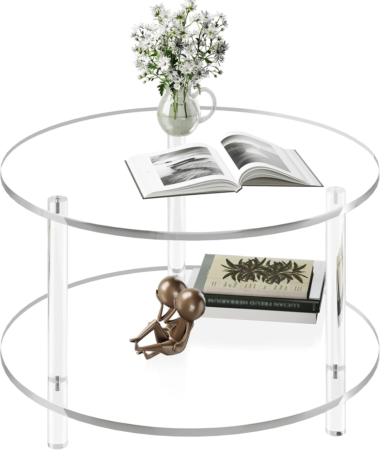 Clear Acrylic Round Two Tier Coffee Table