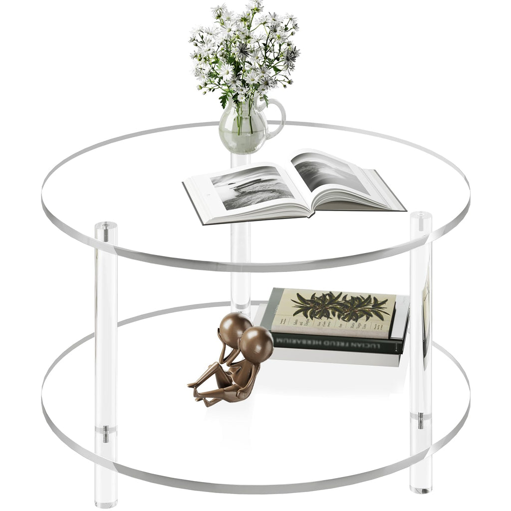 Clear Acrylic Round Two Tier Coffee Table