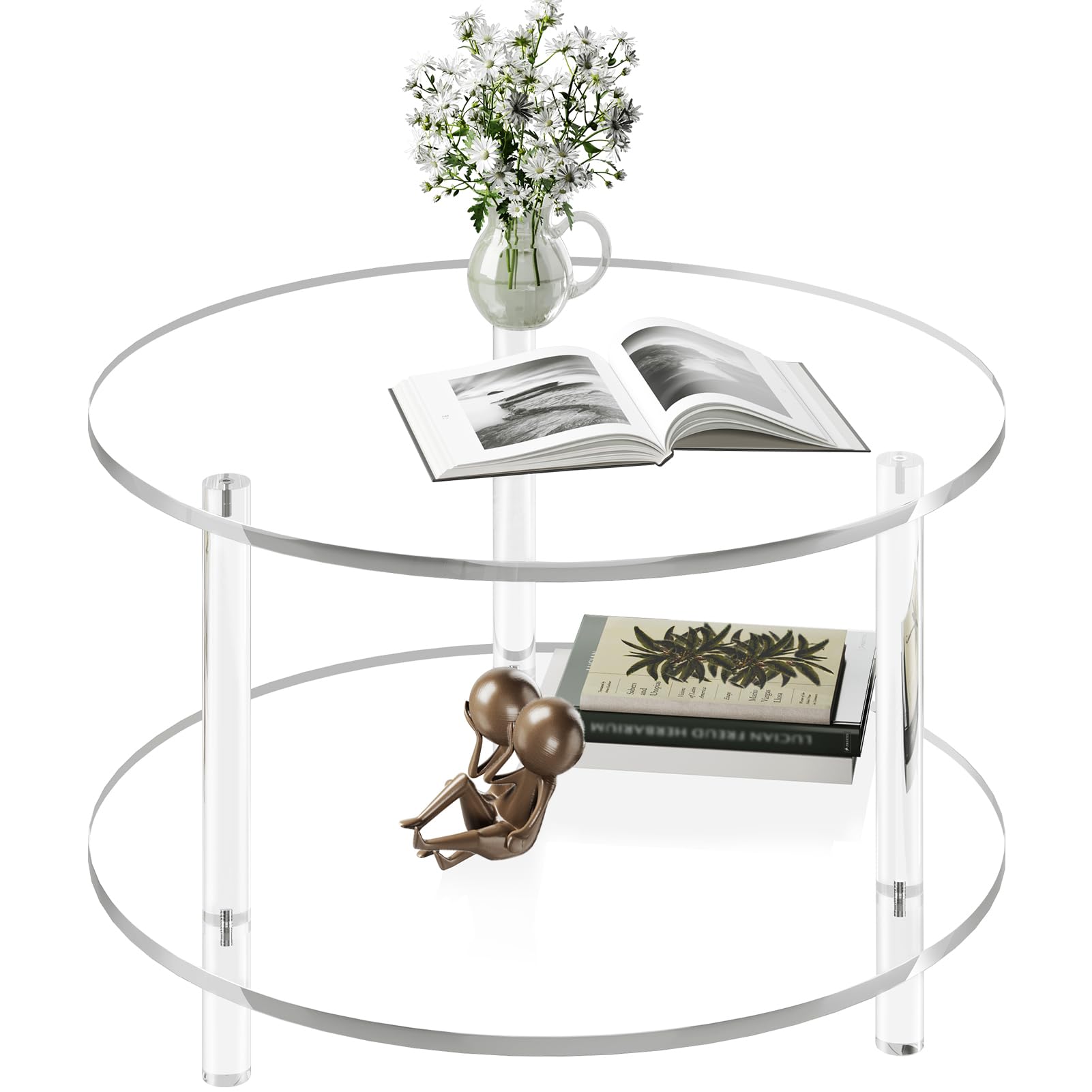 Clear Acrylic Round Two Tier Coffee Table