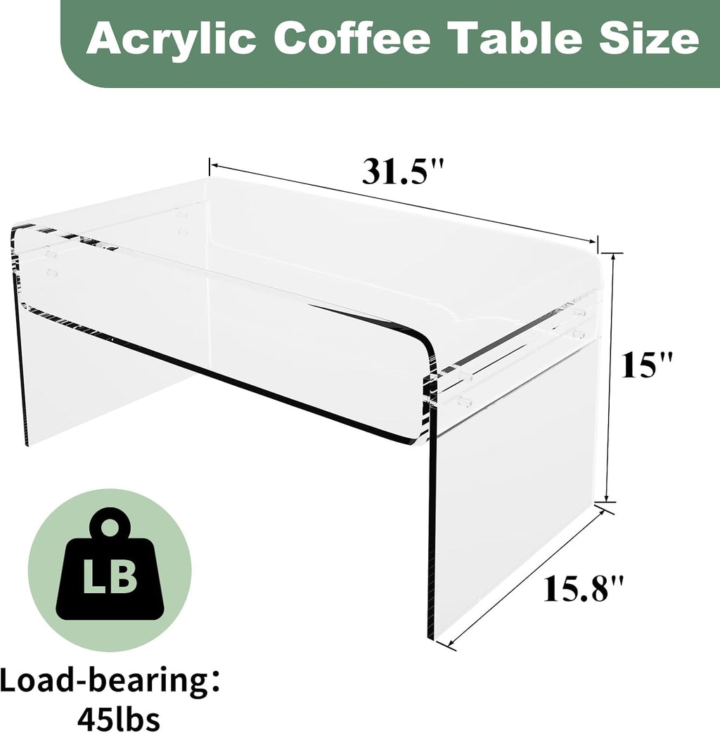 Clear Acrylic Rectangular Storage Coffee Table