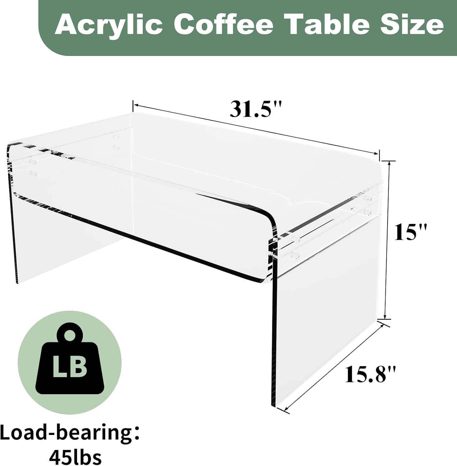 Clear Acrylic Rectangular Storage Coffee Table