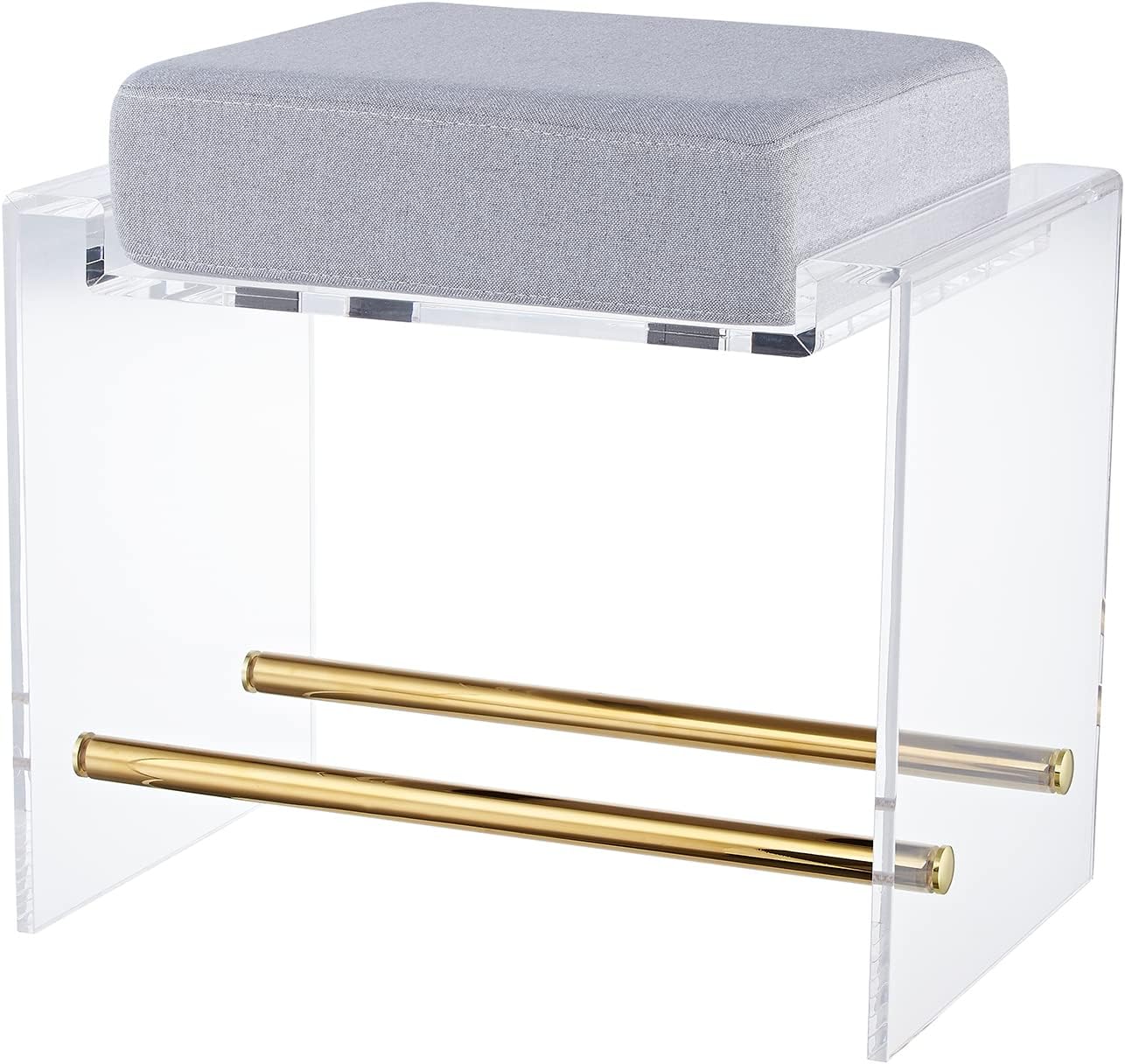 Lucite Acrylic Cushioned Vanity Ottoman Stool