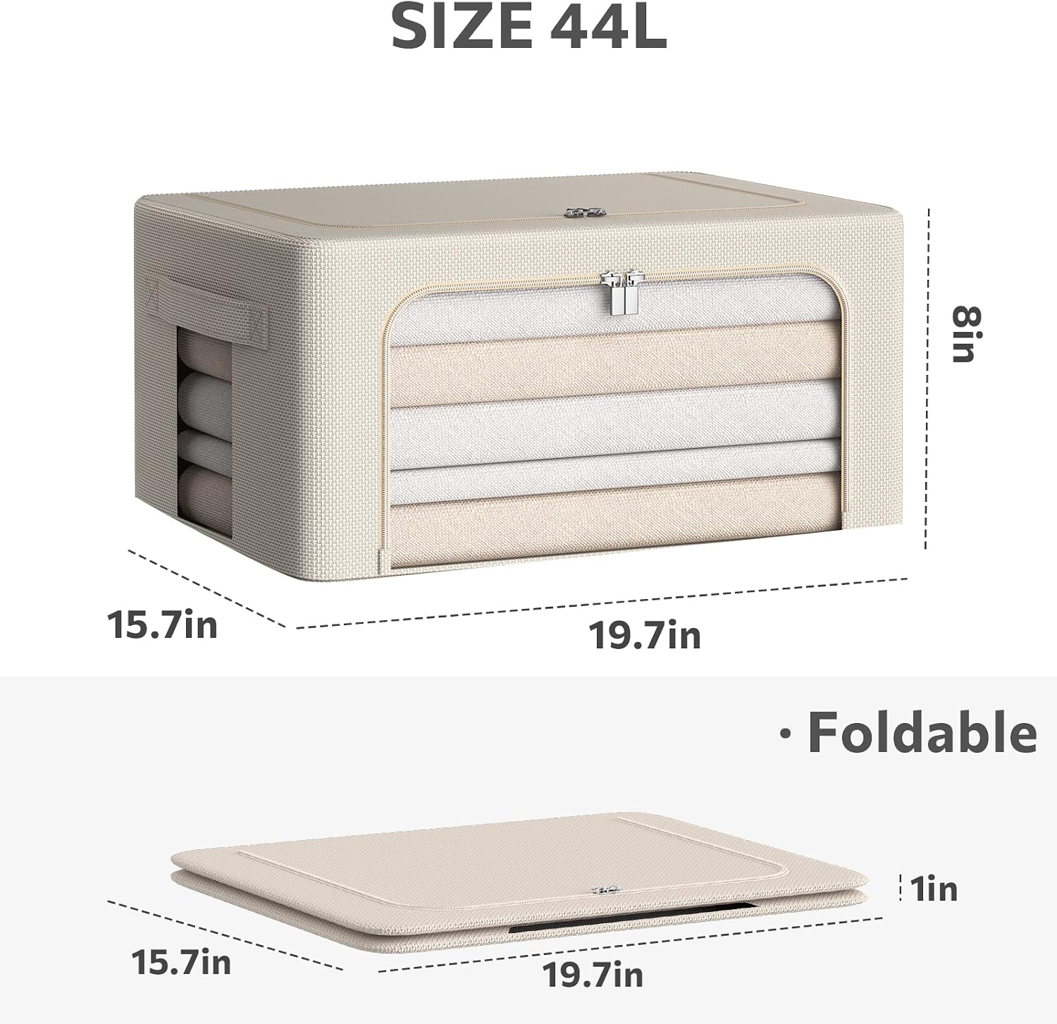 Beige Oxford Fabric Foldable Storage Boxes
