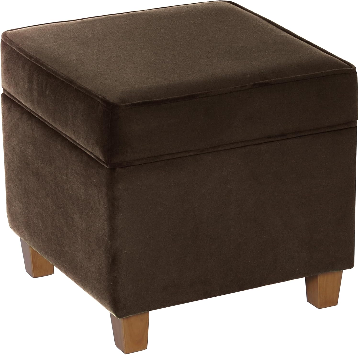 Chocolate Brown Velvet Square Storage Ottoman