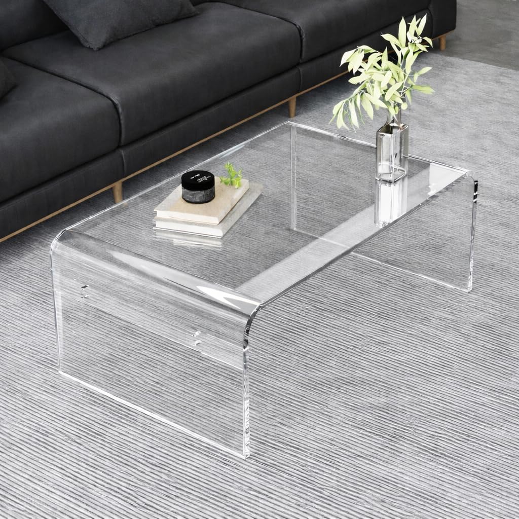 Clear Acrylic Waterfall Mid Century Coffee Table