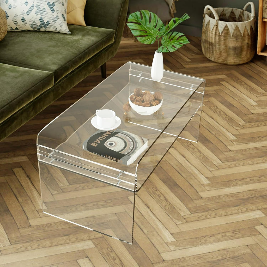 Clear Acrylic Rectangular Storage Coffee Table