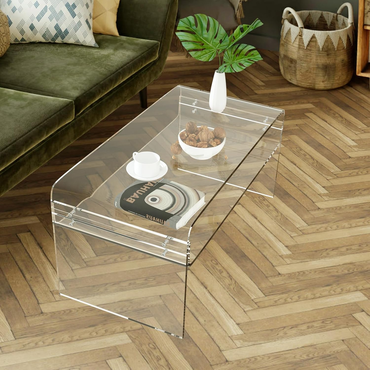 Clear Acrylic Rectangular Storage Coffee Table