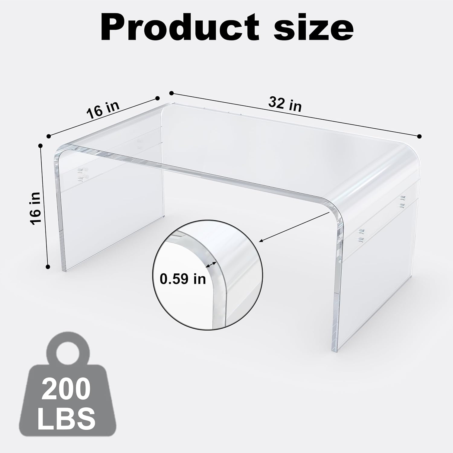 Clear Acrylic Waterfall Mid Century Coffee Table