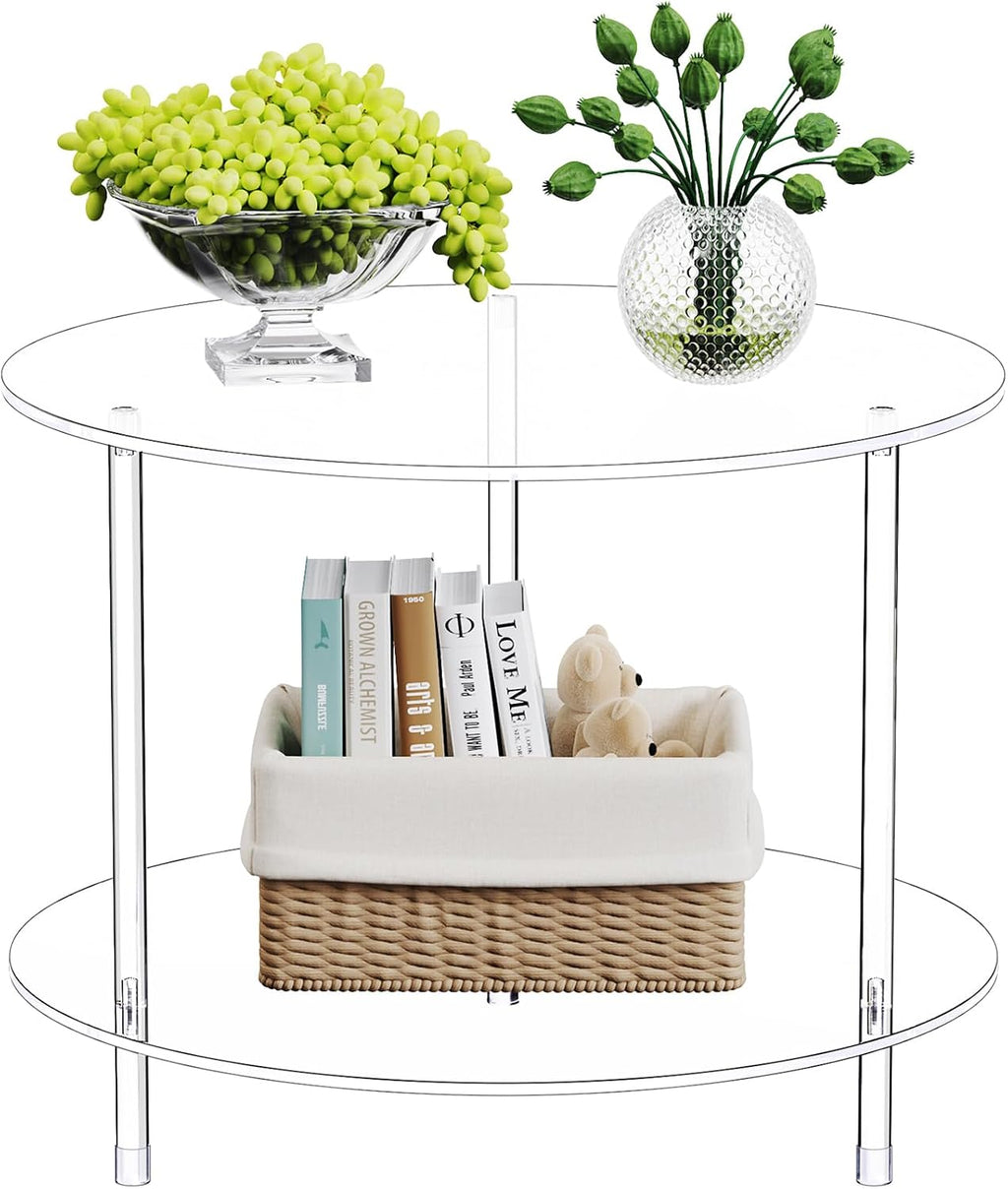 Clear Acrylic Round Two Tier Coffee Table