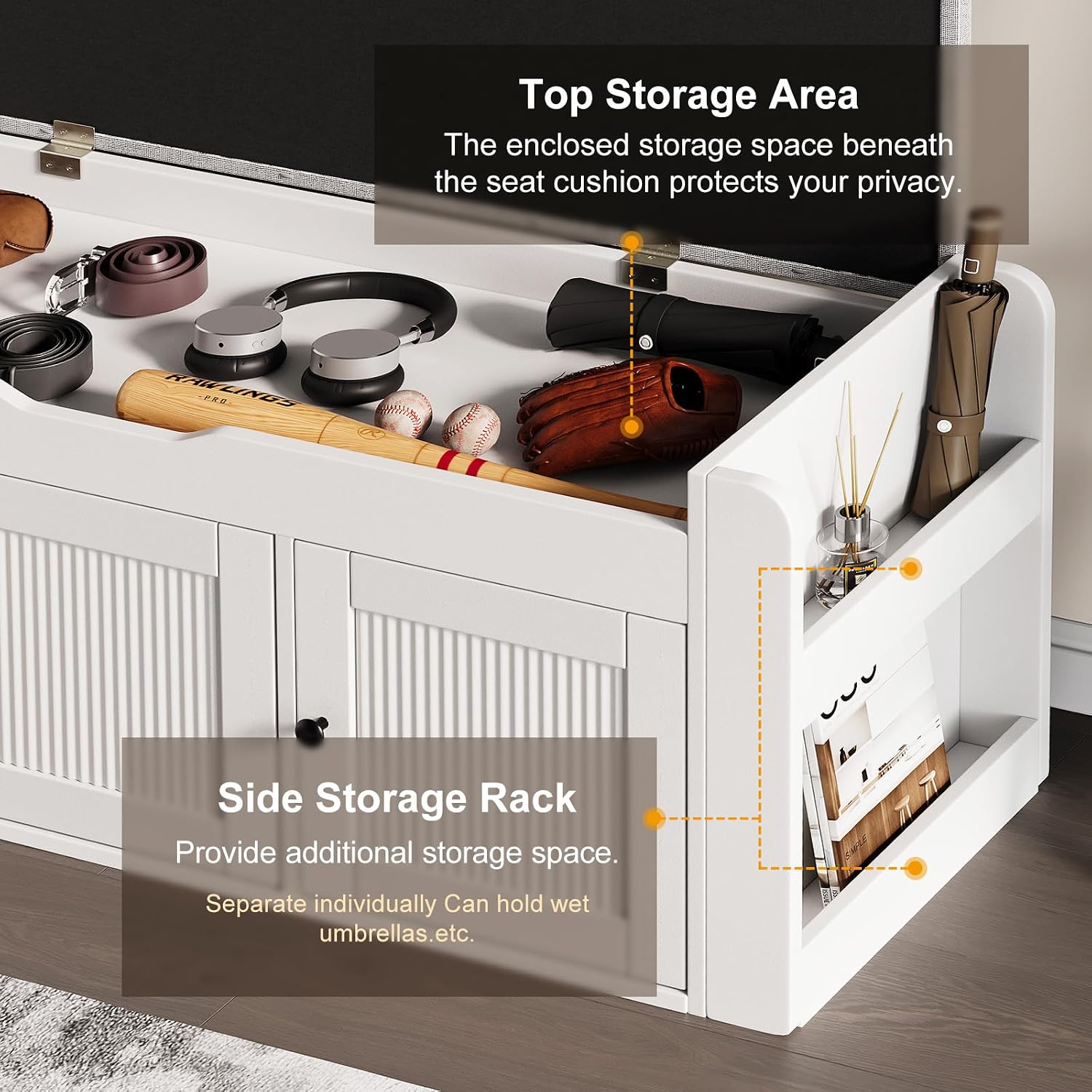White Lift Top Entryway Shoe Storage Bench