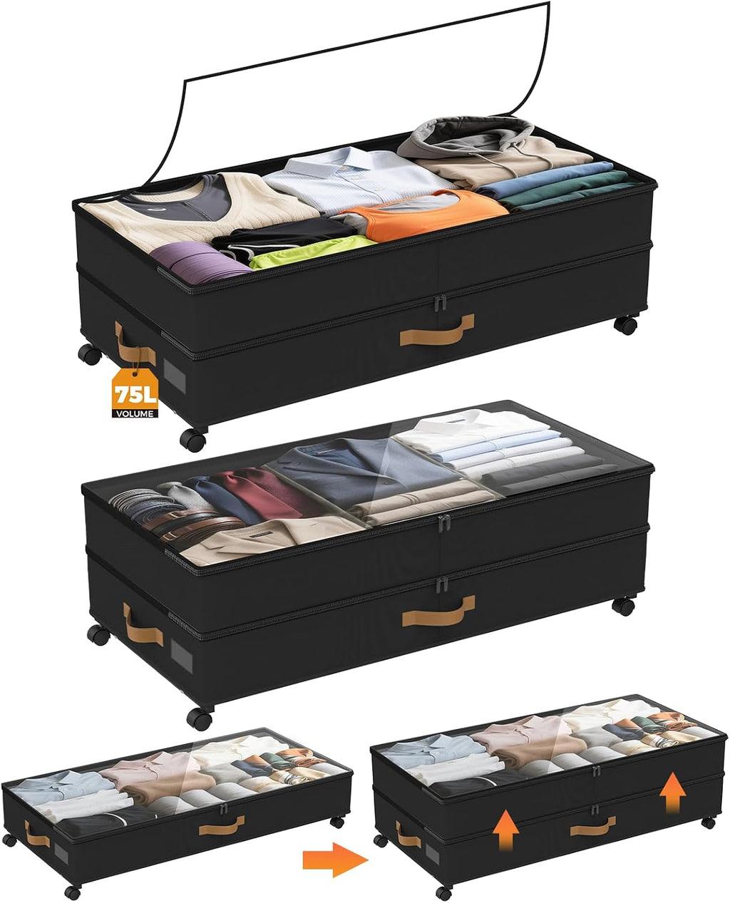 Wheeled Clear Lid Under Bed Storage Containers