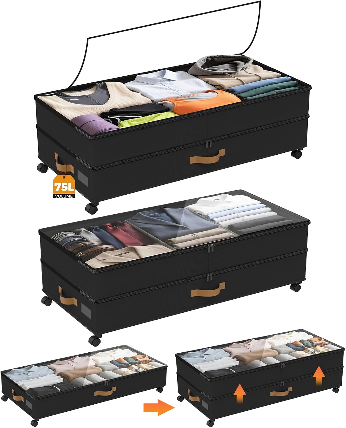 Wheeled Clear Lid Under Bed Storage Containers