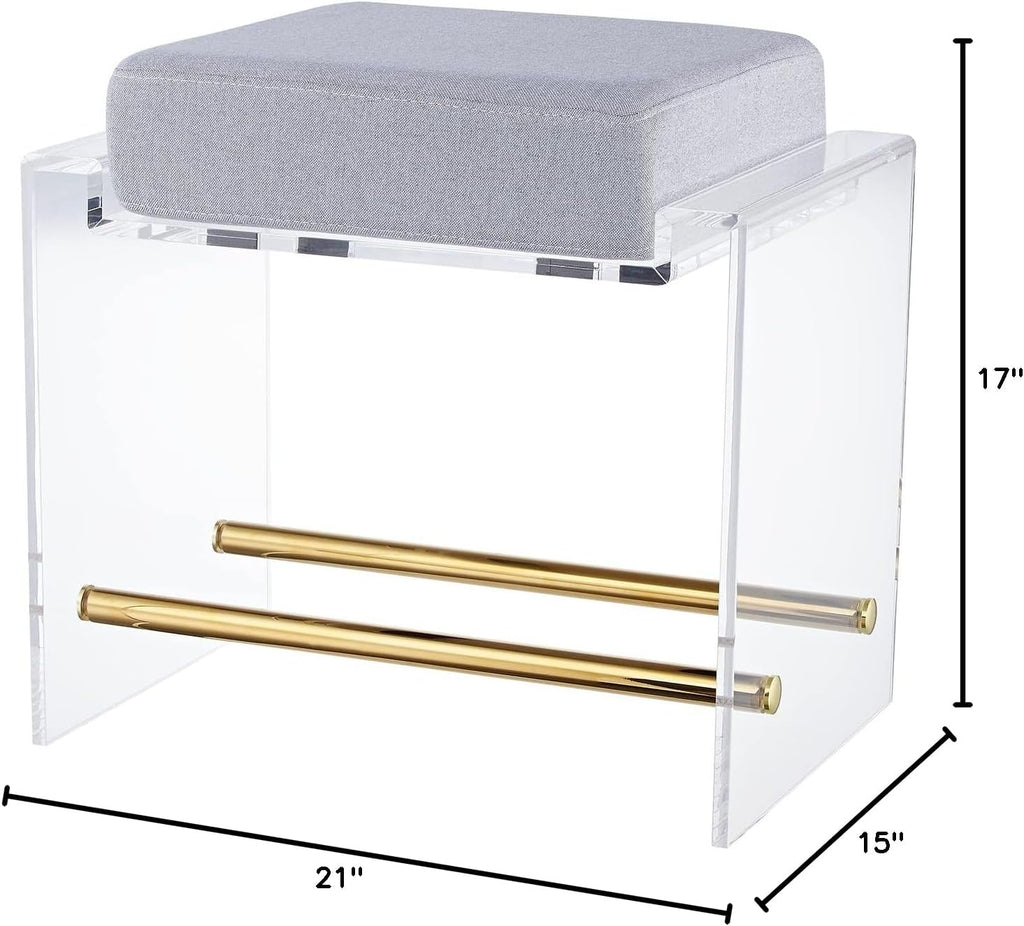 Lucite Acrylic Cushioned Vanity Ottoman Stool
