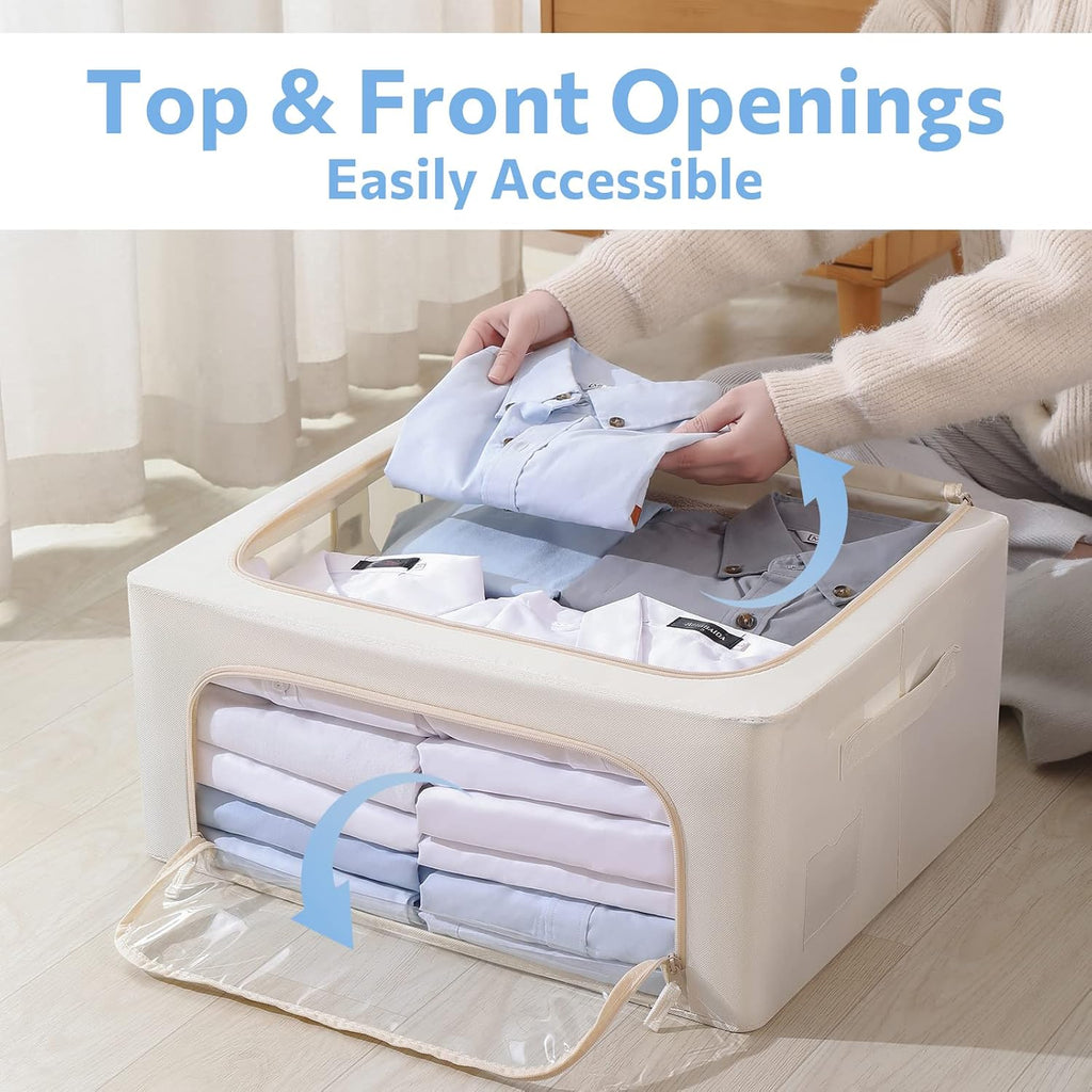 Beige Oxford Fabric Foldable Storage Boxes