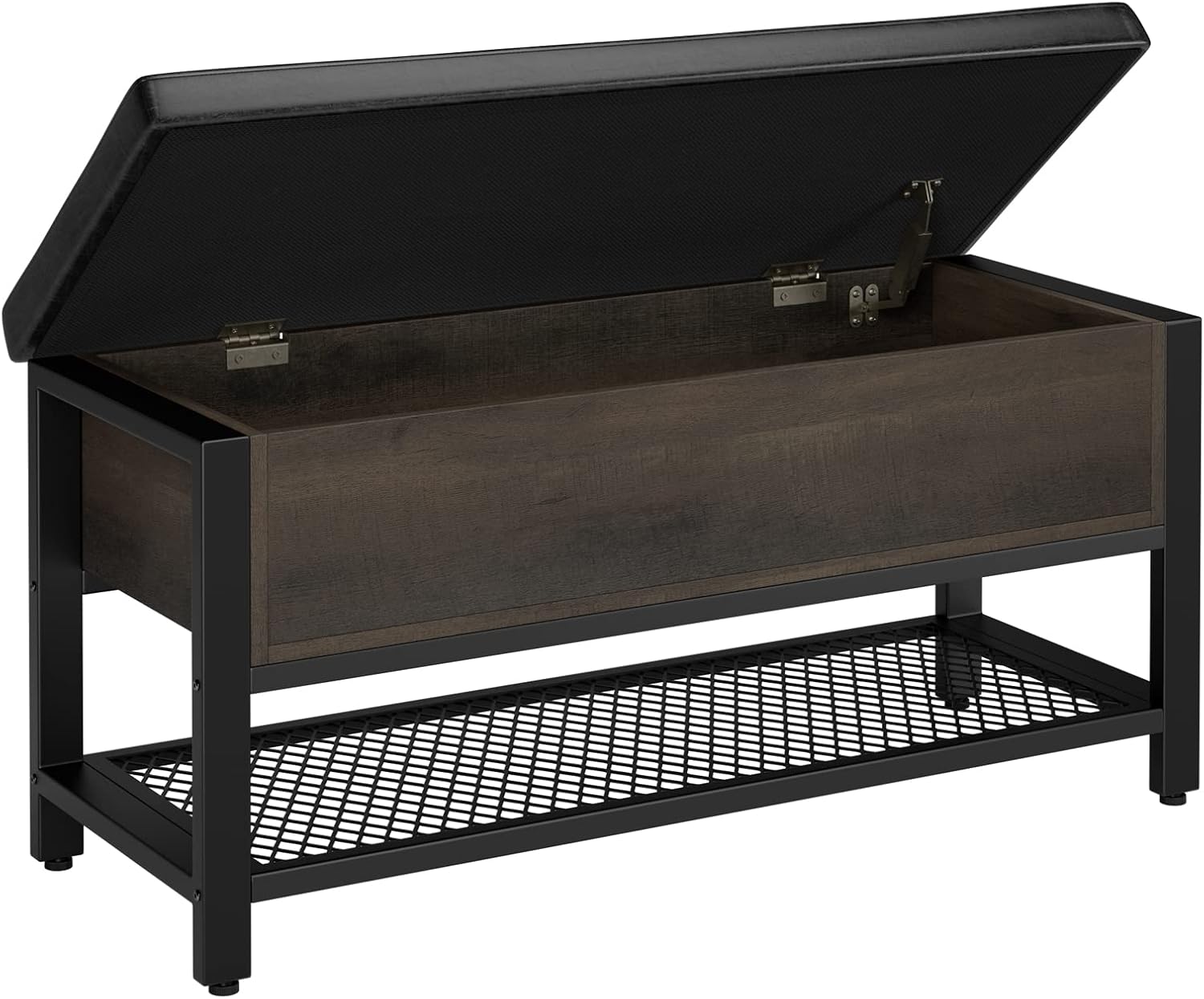 Dark Brown Flip Top Cushioned Shoe Bench