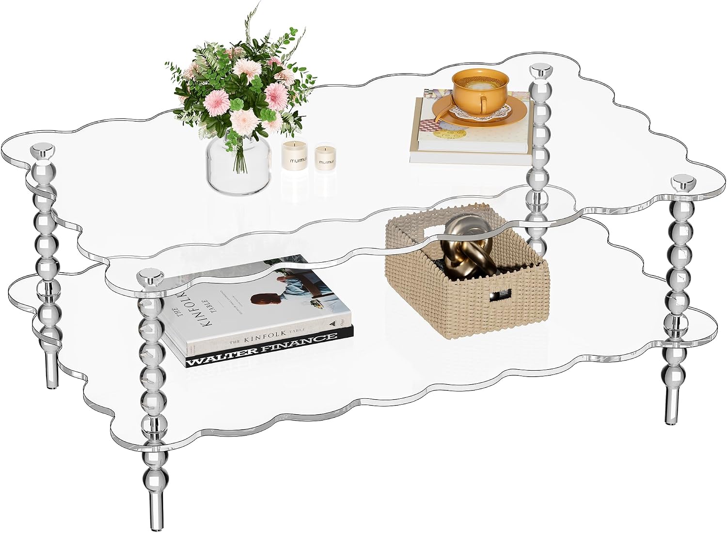Clear Acrylic Two Tier Modern Coffee Table