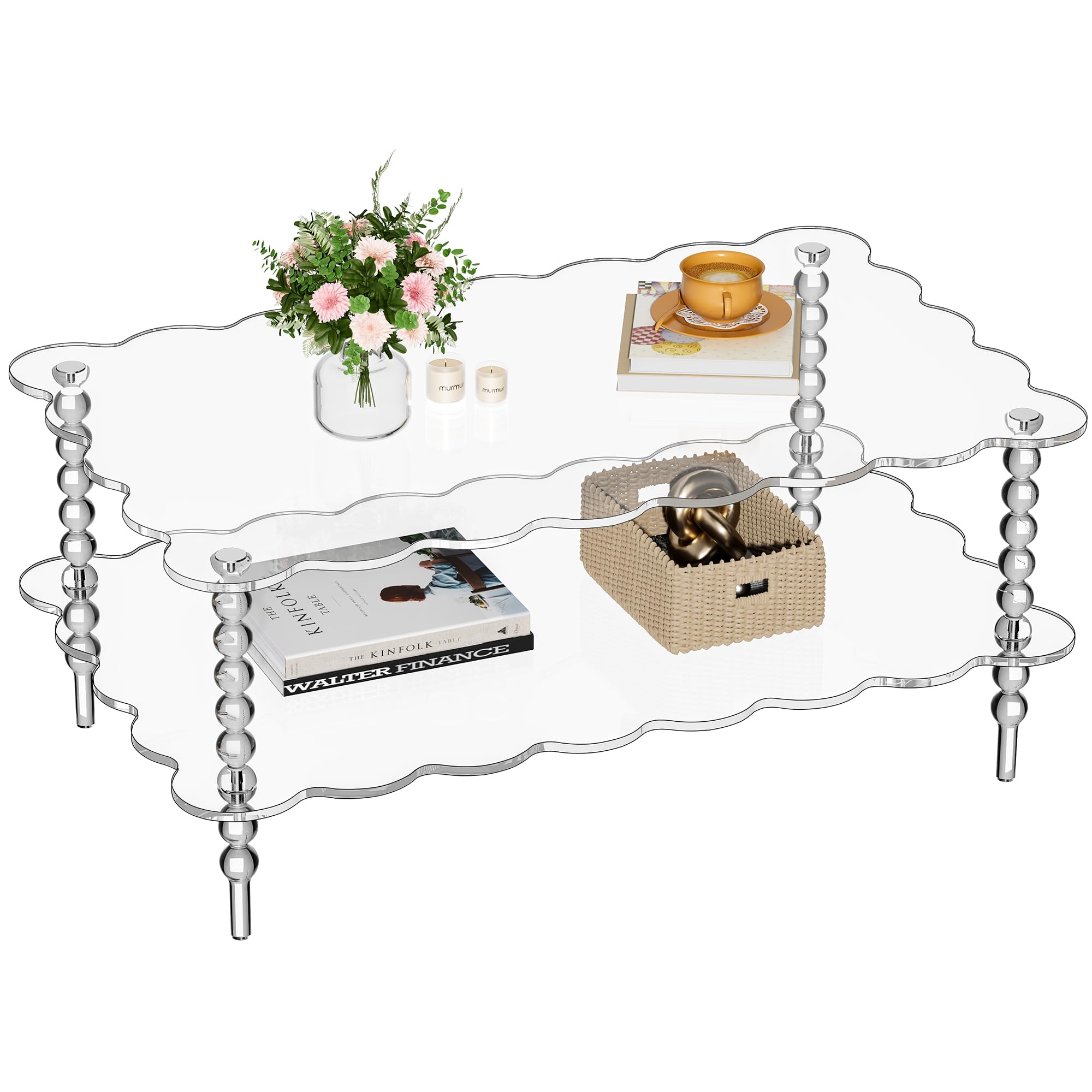 Clear Acrylic Two Tier Modern Coffee Table