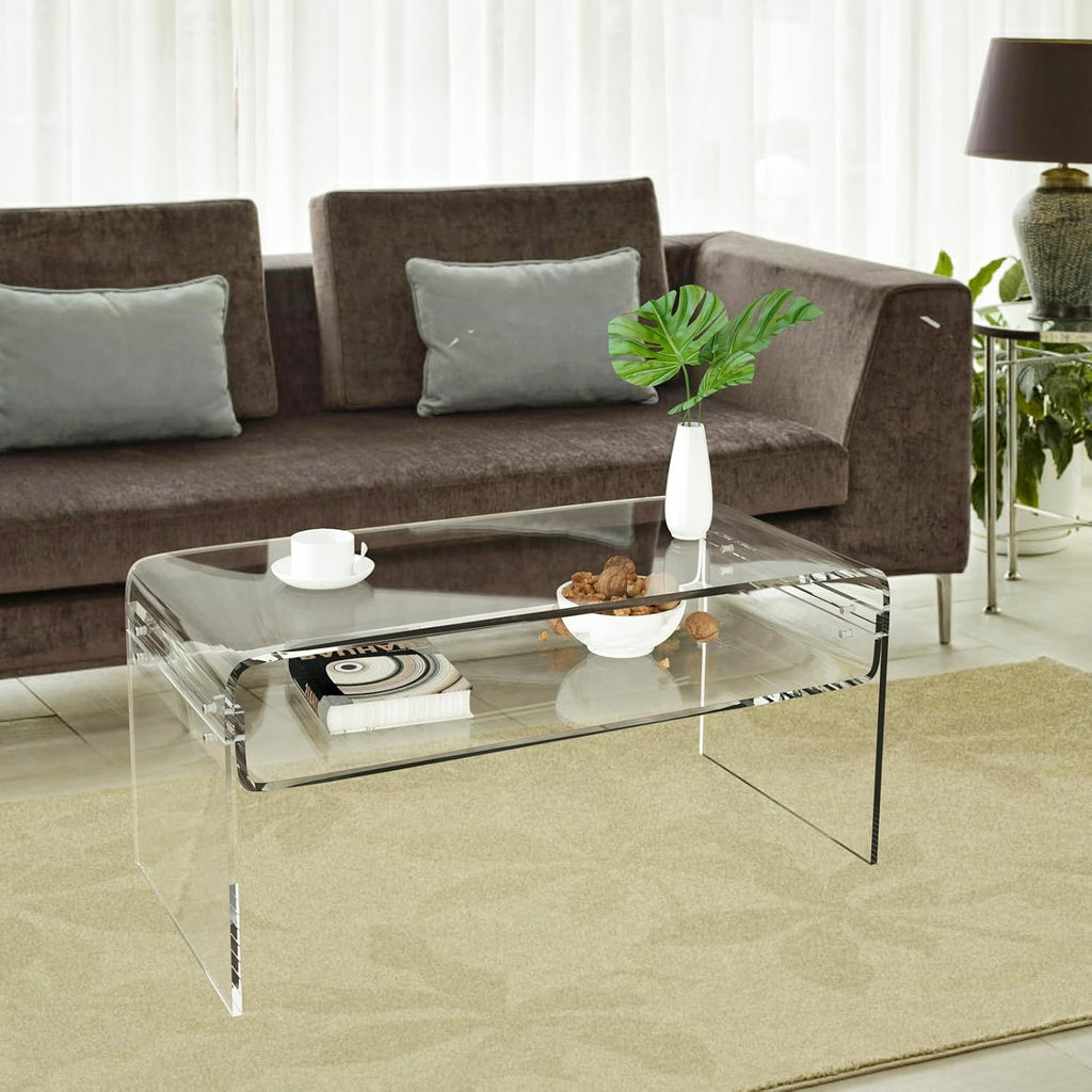 Clear Acrylic Rectangular Storage Coffee Table