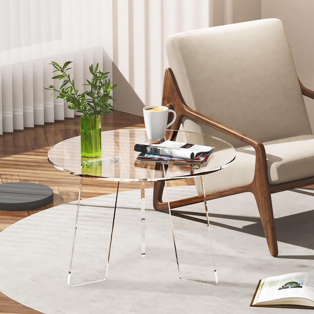 Clear Acrylic Round Modern Living Room Table