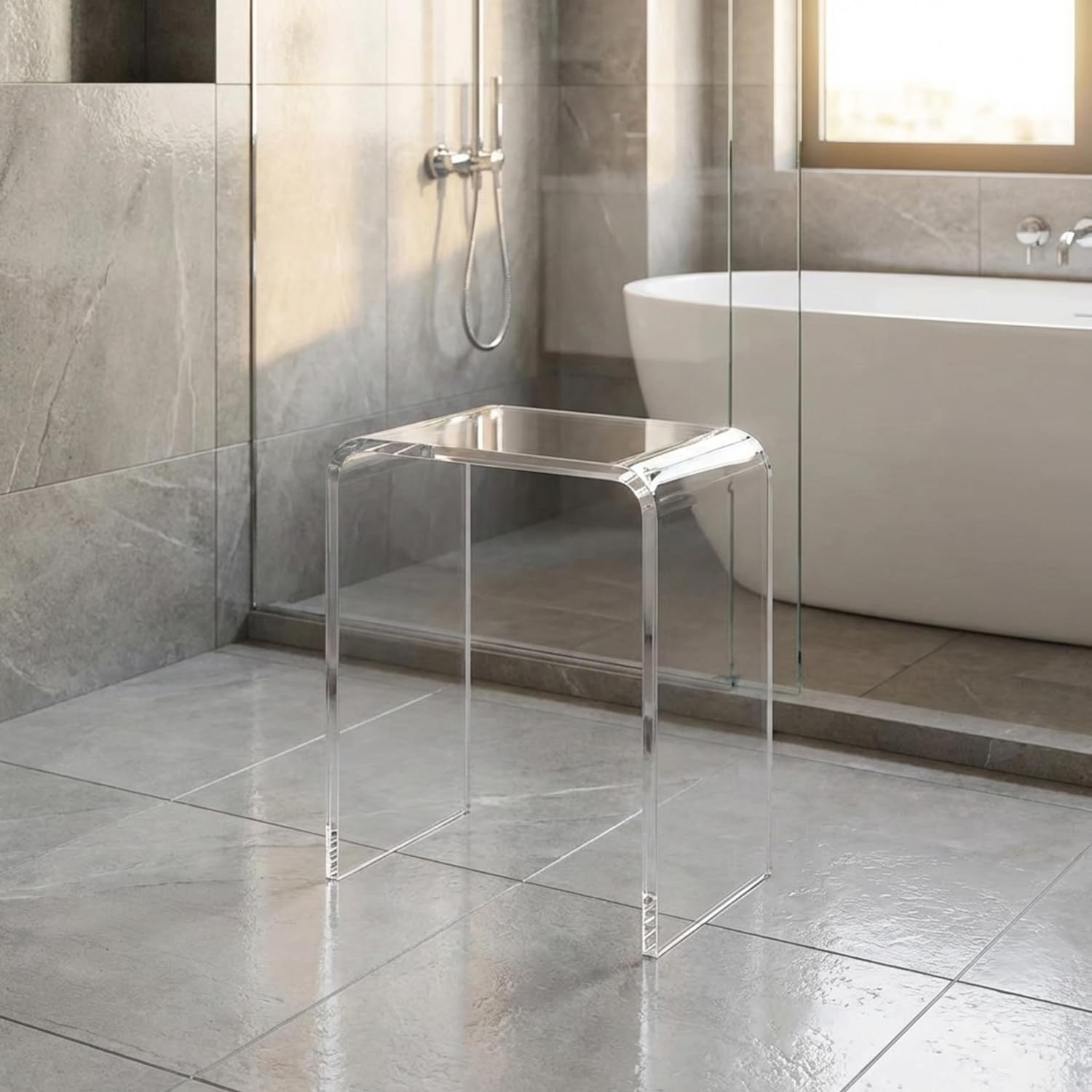 Clear Acrylic Bathroom Shower Bench Stool