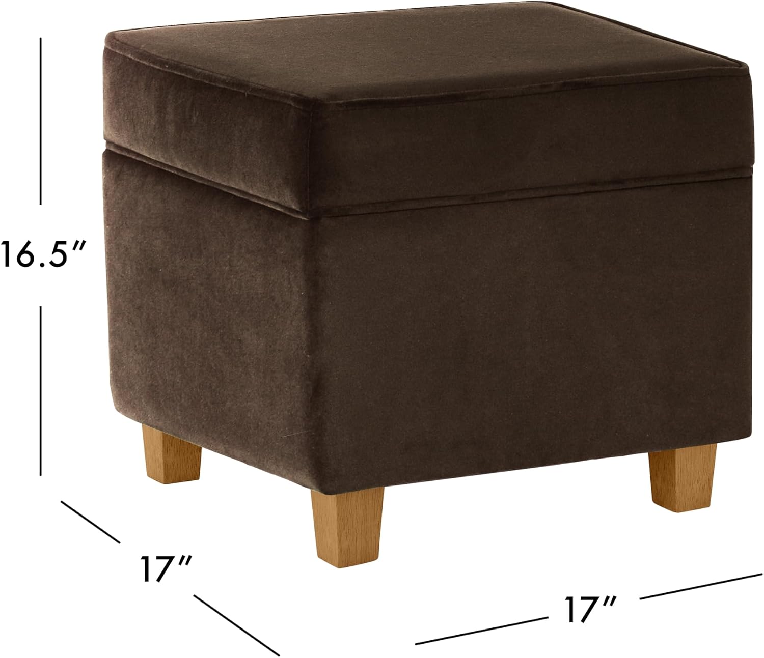 Chocolate Brown Velvet Square Storage Ottoman
