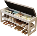 White Upholstered Flip Top Shoe Storage Bench