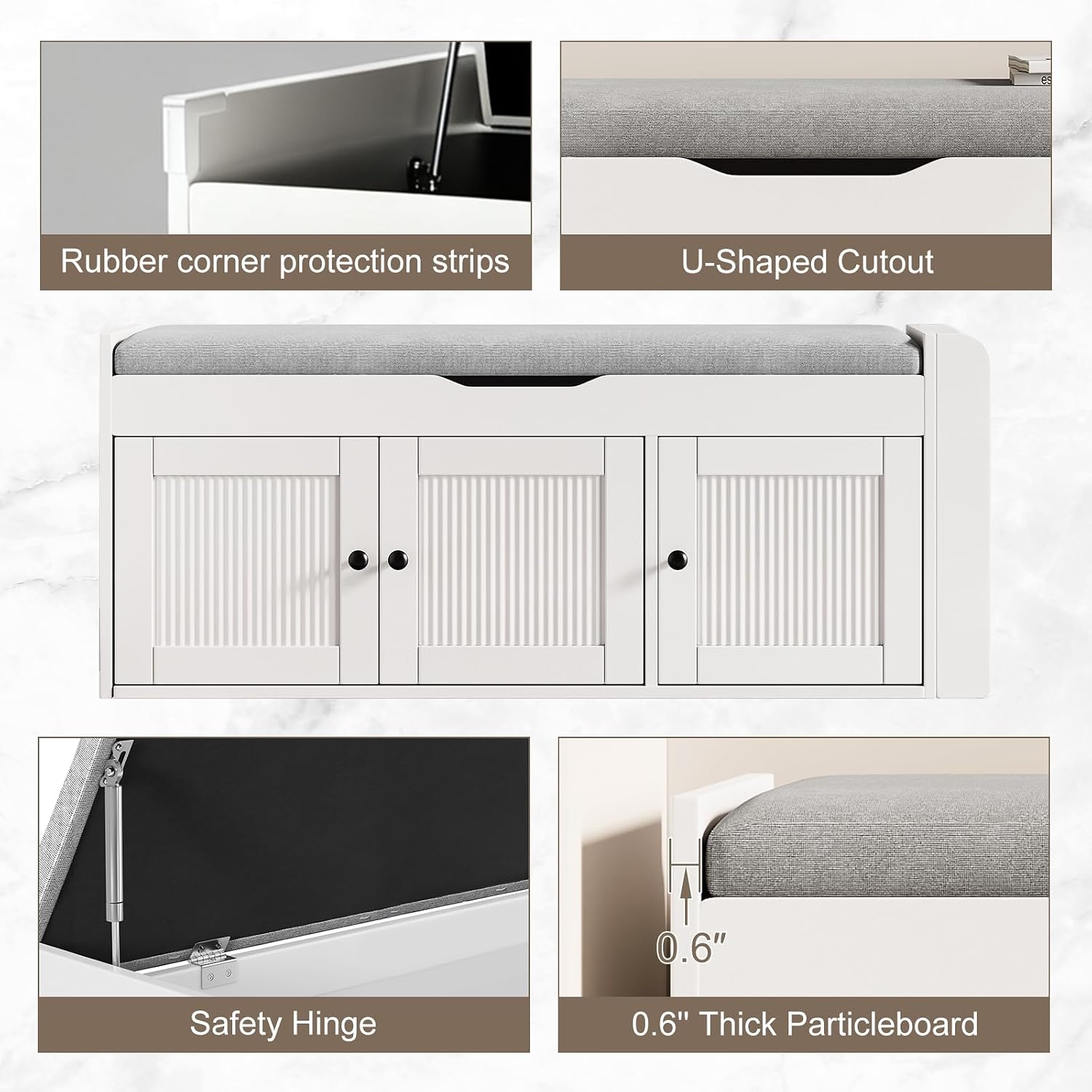 White Lift Top Entryway Shoe Storage Bench