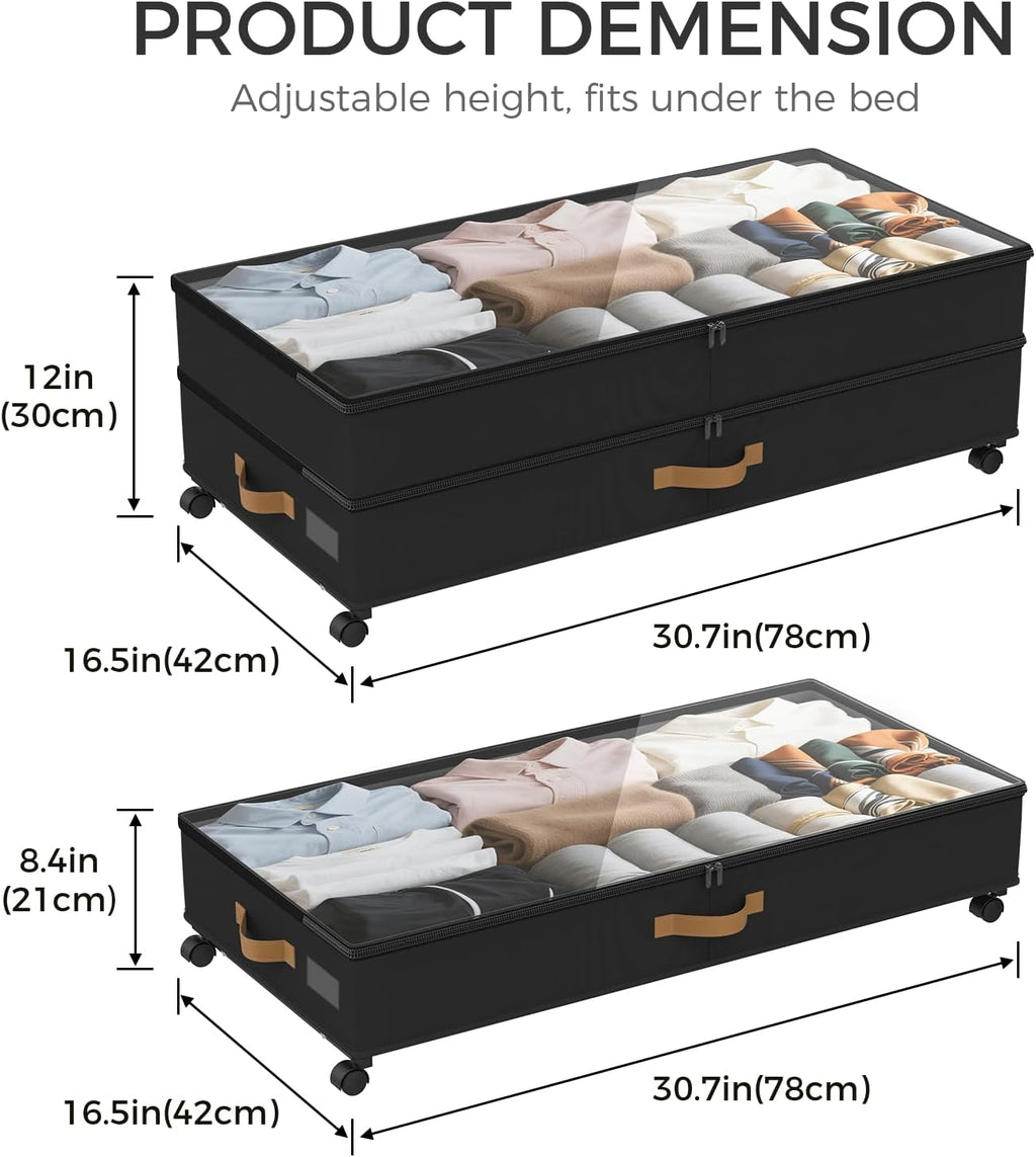 Wheeled Clear Lid Under Bed Storage Containers