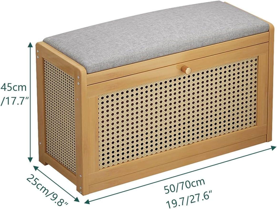 Linen Upholstered Entryway Shoe Storage Bench