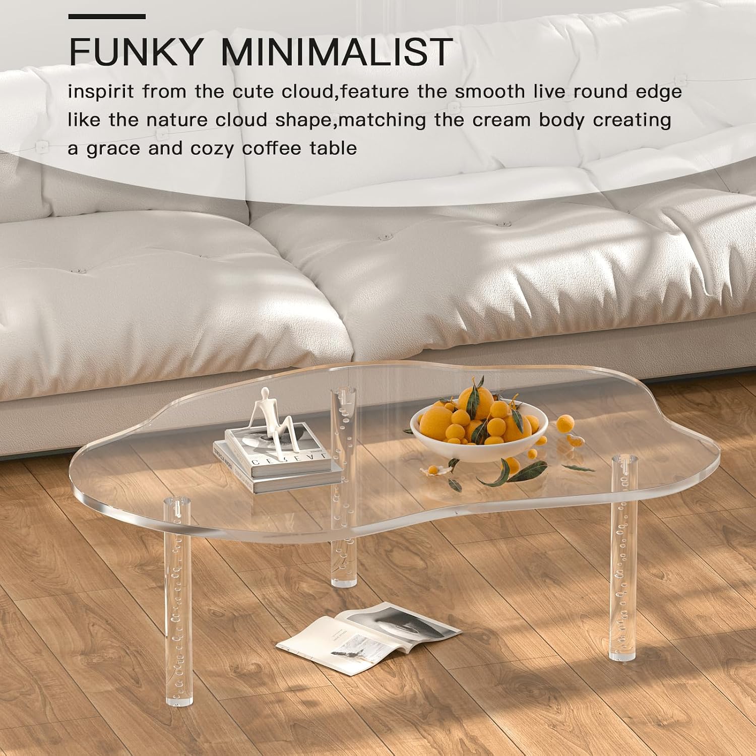 Clear Acrylic Cloud Shaped Living Coffee Table