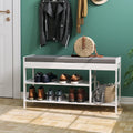 White Bamboo Flip Top Shoe Storage Bench