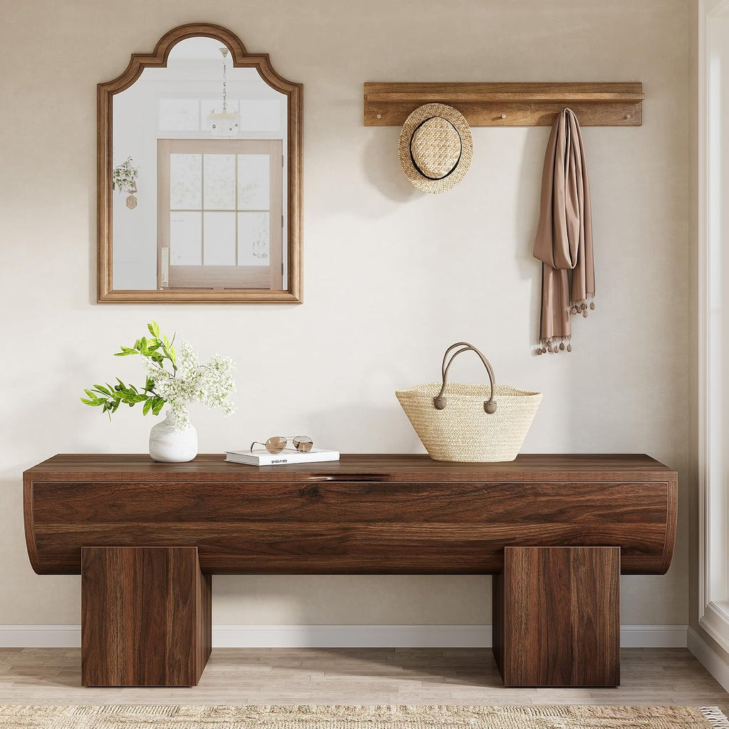 Dark Walnut Flip Top Farmhouse Storage Bench