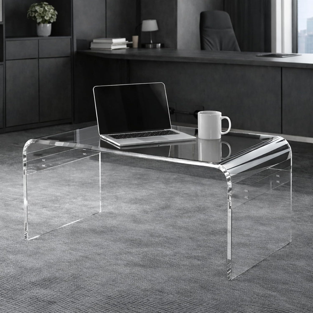 Clear Acrylic Waterfall Mid Century Coffee Table