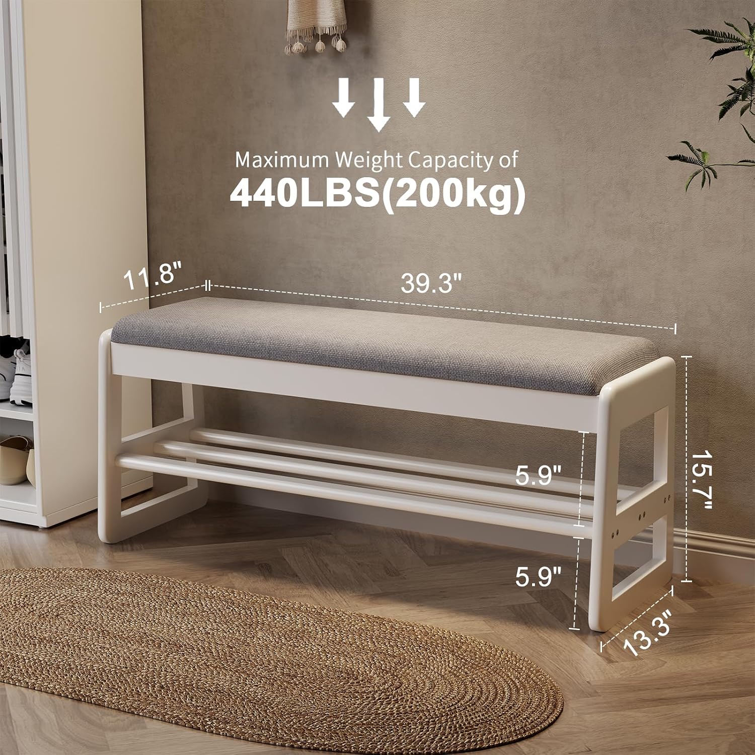White Upholstered Flip Top Shoe Storage Bench