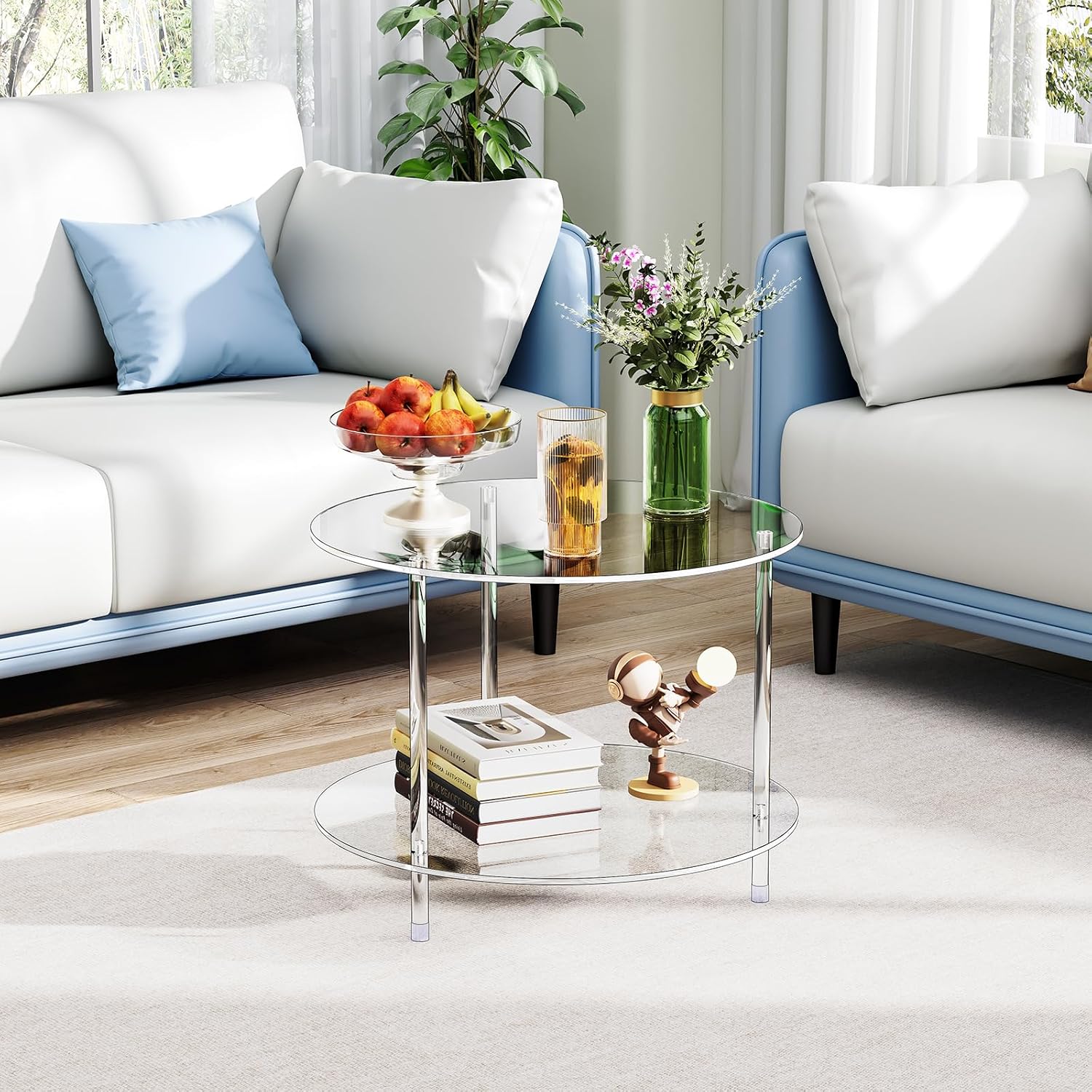 Clear Acrylic Round Two Tier Coffee Table
