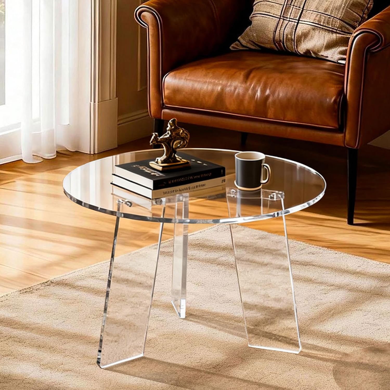 Clear Acrylic Round Modern Living Room Table