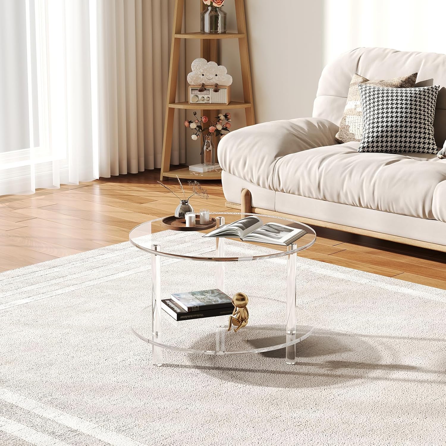 Clear Acrylic Round Two Tier Coffee Table